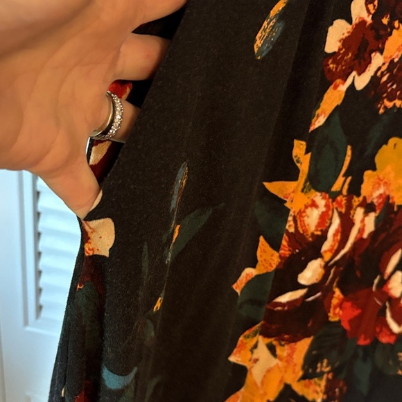 Black Floral Long Sleeve Dress with Pockets Size L - Picture 3 of 8